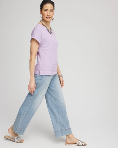 Chico's Cap Sleeve Textured Tee