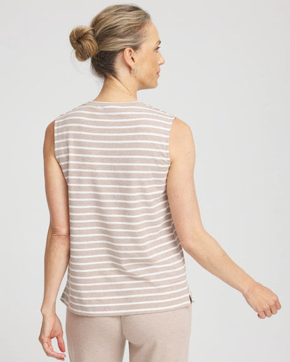 Chico's Zenergy® UPF Sleeveless Metallic-Striped Tank
