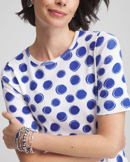 Chico's Polka-Dot Pima Cotton Crewneck Tee