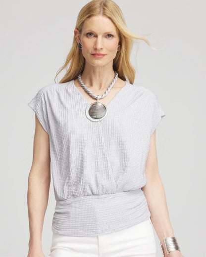 Chico's Foiled Knit Banded Bottom Top