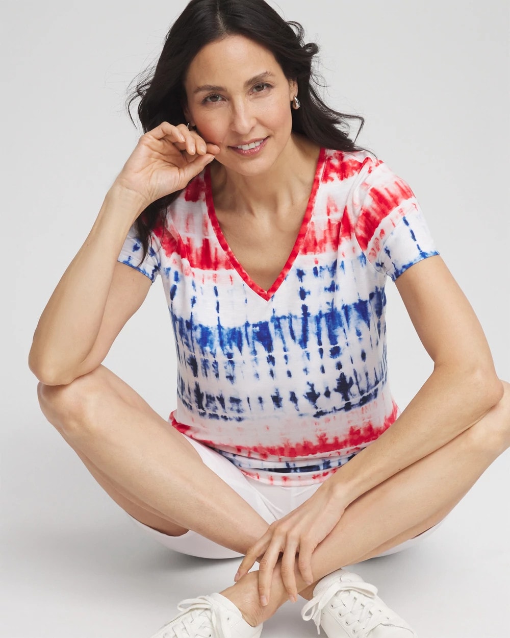 Chico's Zenergy® Americana Tie-dye V-Neck Tee