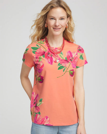 Chico's Floral Cap-Sleeve Tee