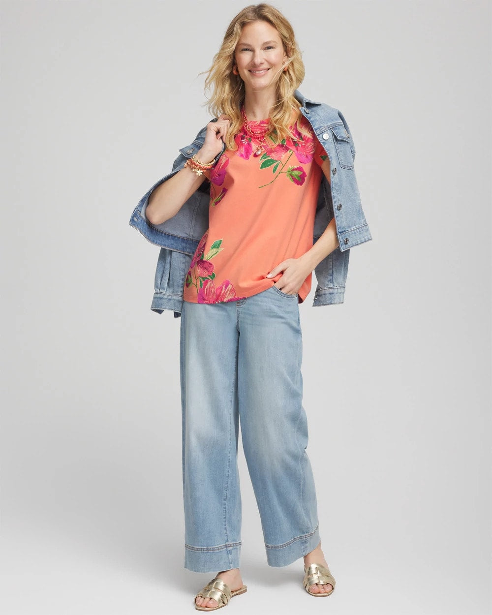 Chico's Floral Cap-Sleeve Tee