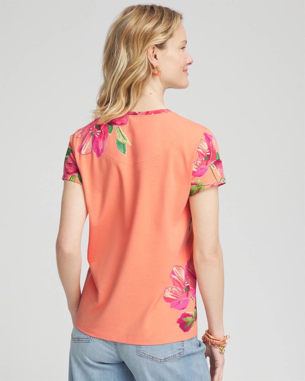 Chico's Floral Cap-Sleeve Tee
