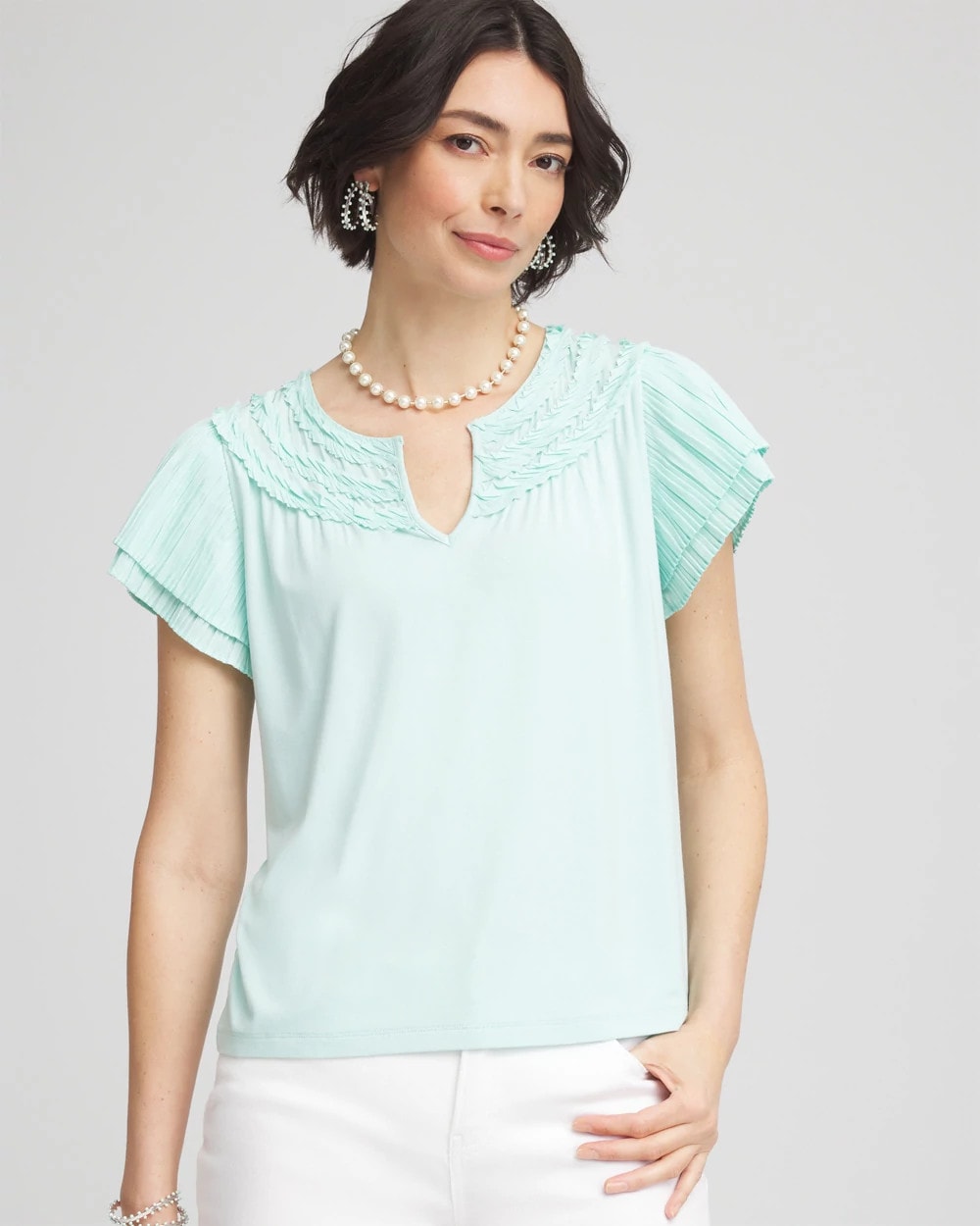 Chico's Touch of Cool™ Layered Pleated Flutter Tee