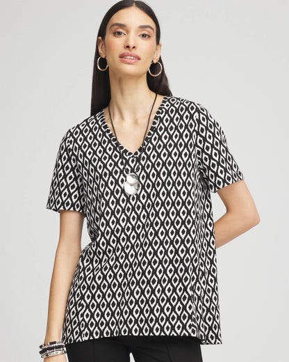 Chico's Graphic Slub V-Neck Tee