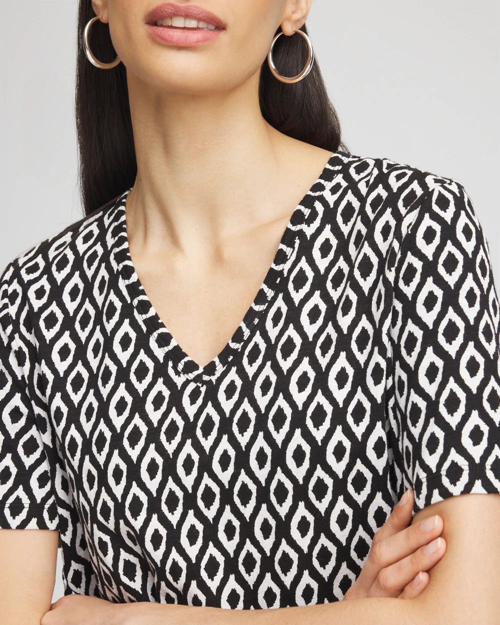 Chico's Graphic Slub V-Neck Tee