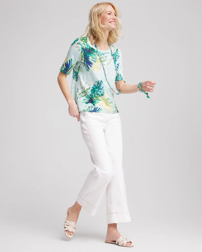 Chico's Island Print Slub Short-Sleeve Tee