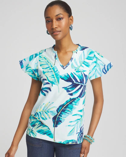 Chico's Notch Neck Cap Sleeve Tee