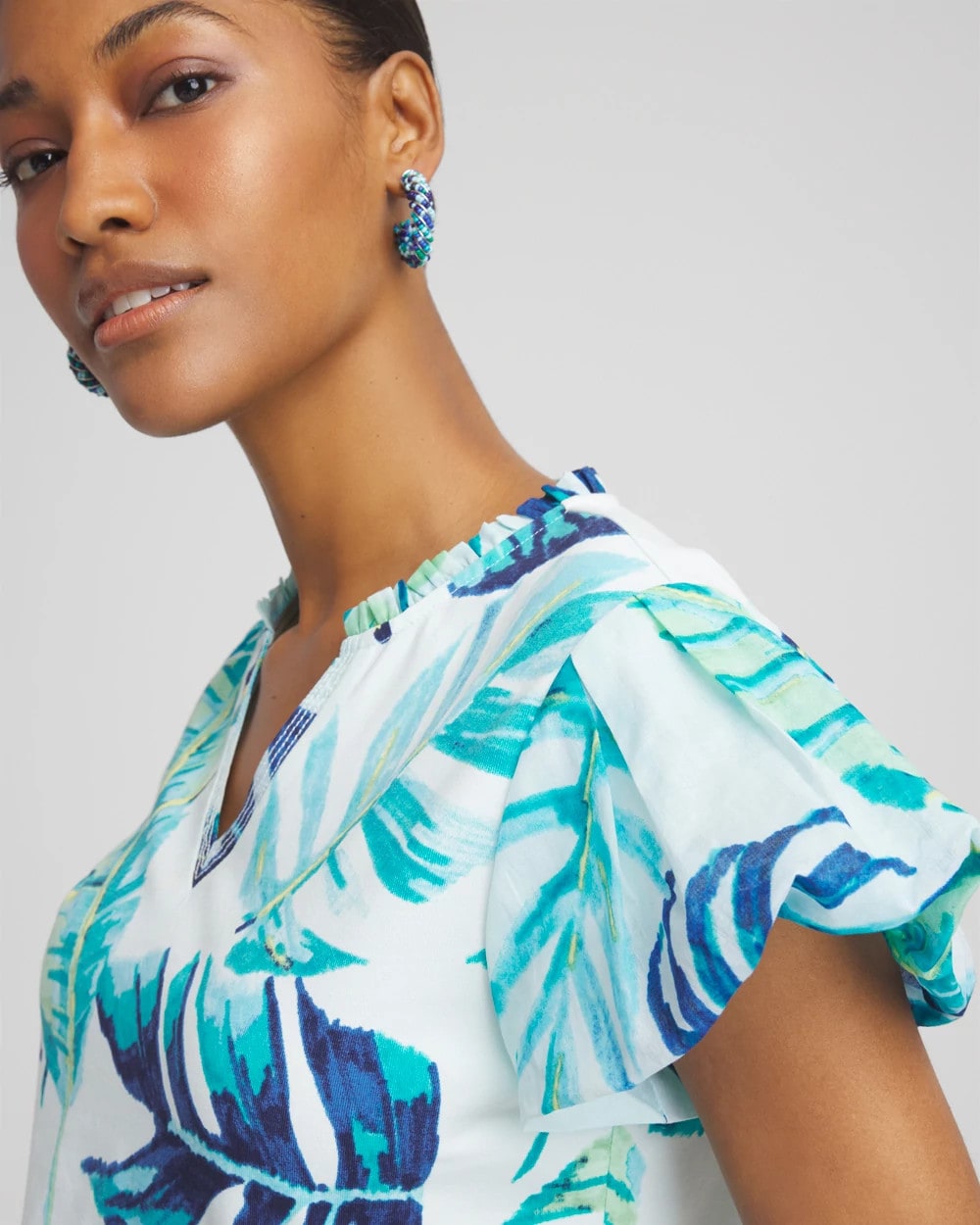 Chico's Notch Neck Cap Sleeve Tee