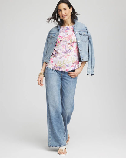 Chico's Tropical Floral Pima Tee