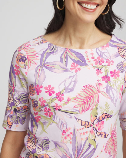 Chico's Tropical Floral Pima Tee