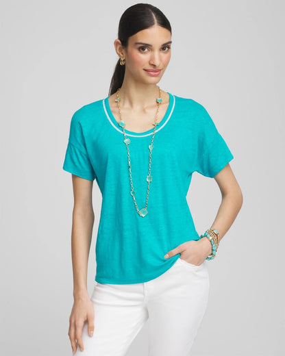 Chico's Sweater Trim Linen Tee
