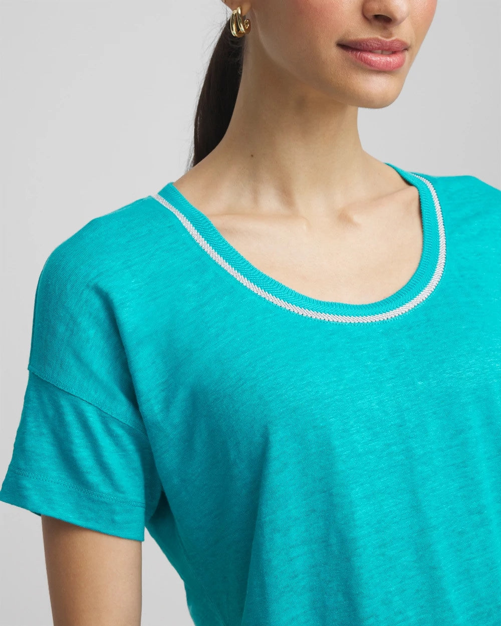Chico's Sweater Trim Linen Tee