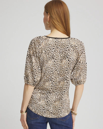 Chico's Leopard Braided Linen Top