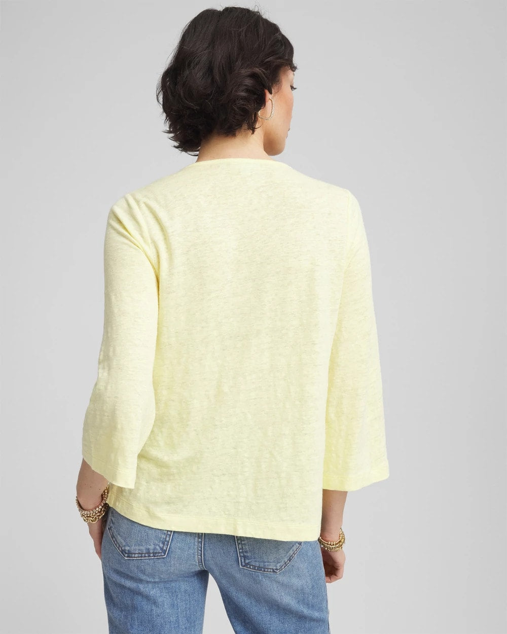Chico's Pintuck Linen Notched-Neck Tee