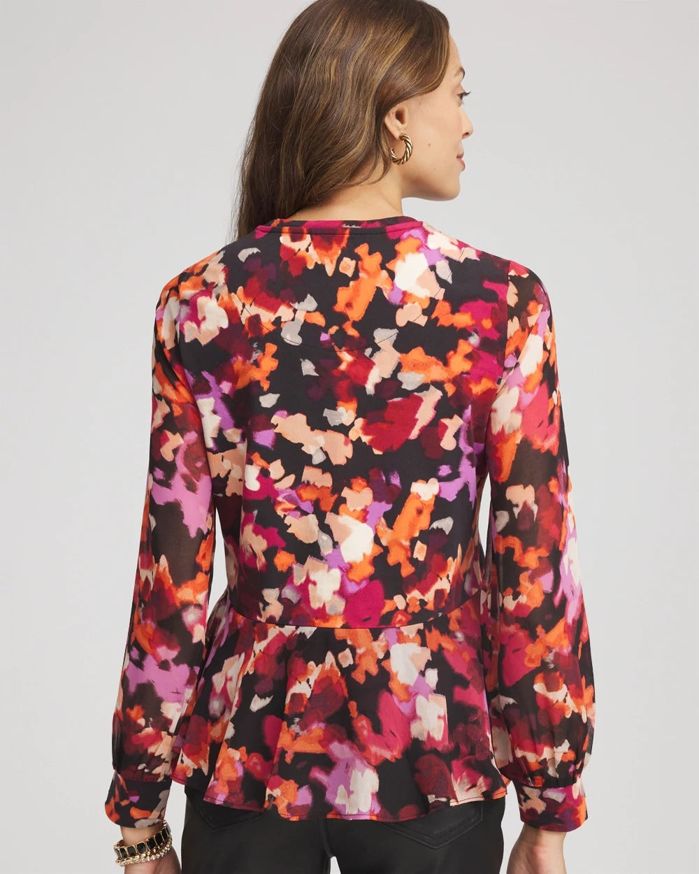 Chico's Printed Chiffon Peplum Top
