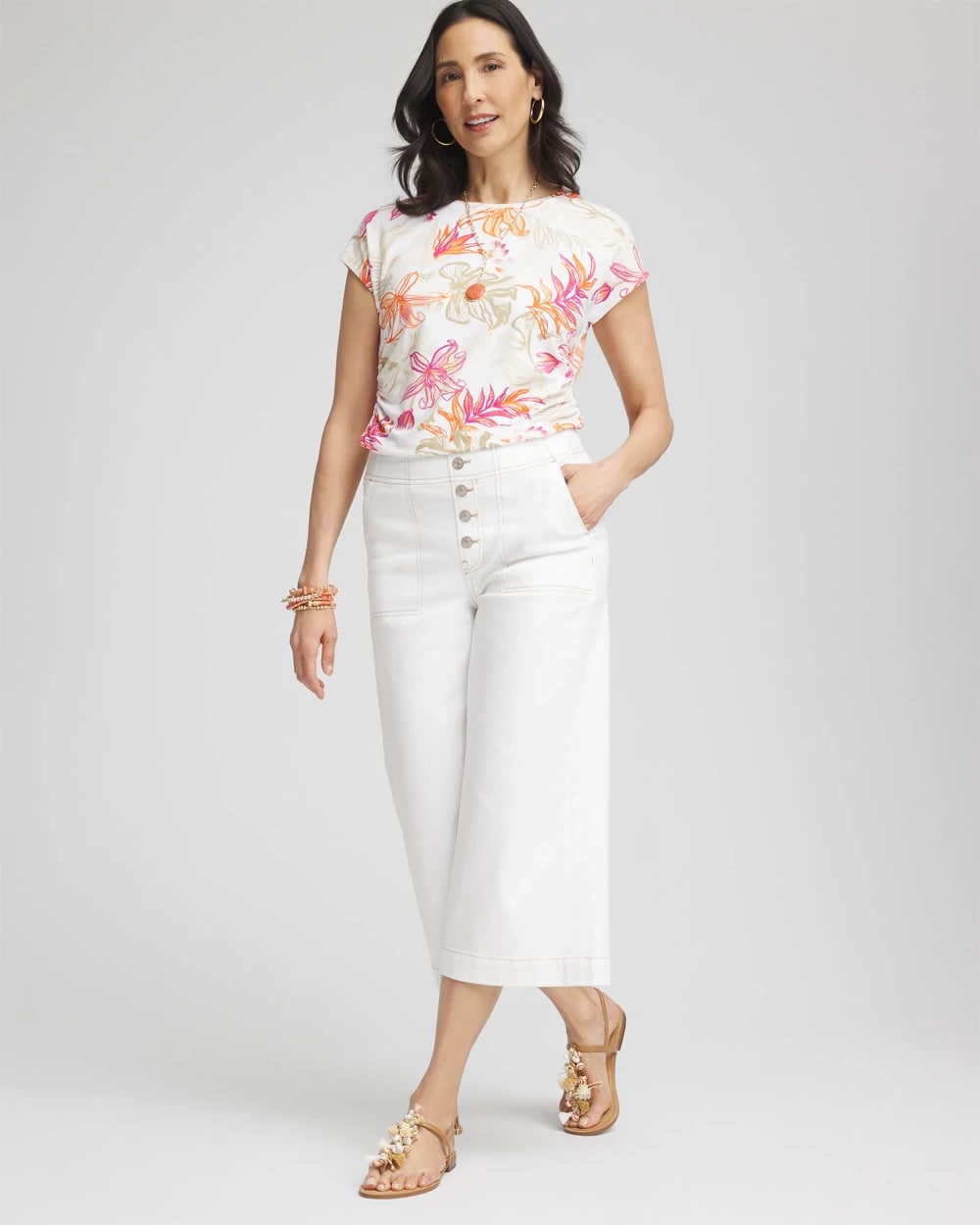 Chico's Touch of Cool™ Tropical Floral Dolman Tee