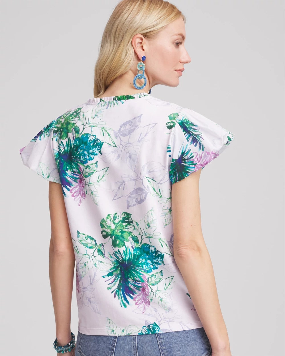 Chico's Notch Neck Cap Sleeve Tee
