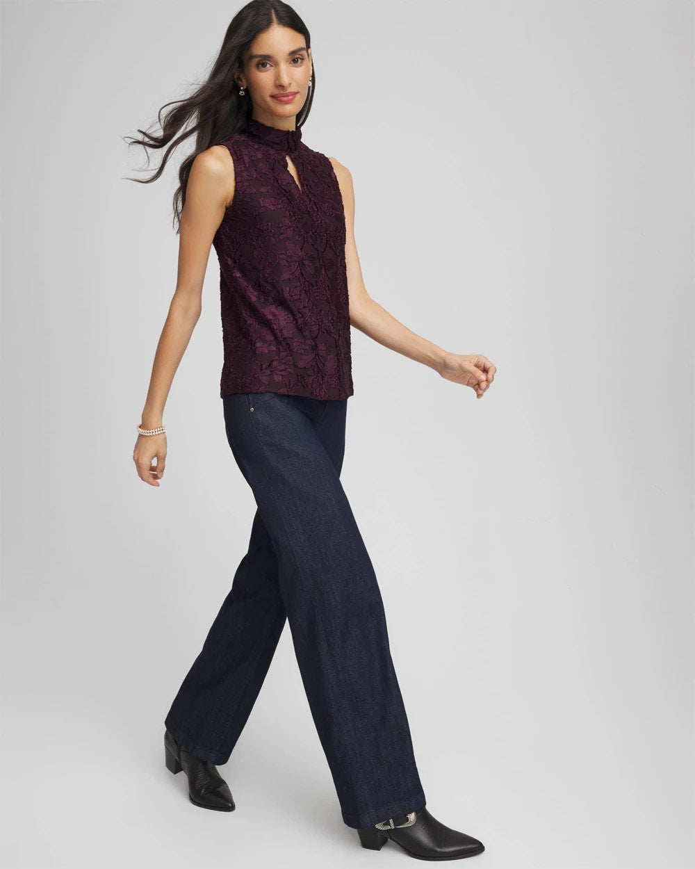 Chico's Burnout Mockneck Tank
