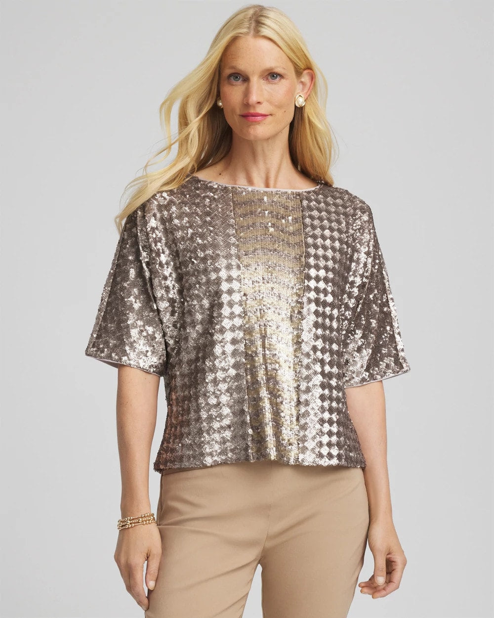 Chico's Art Deco Dolman Sequins Tee
