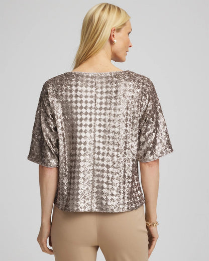 Chico's Art Deco Dolman Sequins Tee