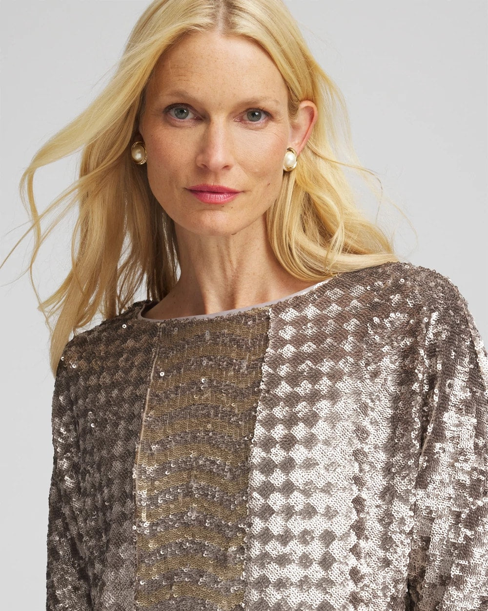 Chico's Art Deco Dolman Sequins Tee
