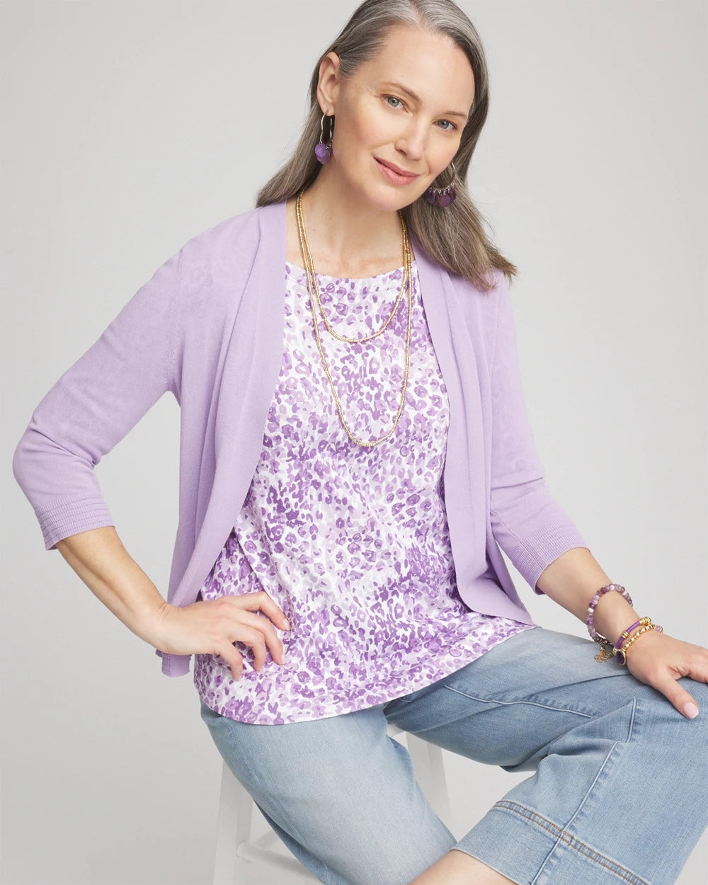 Chico's Animal Print Bateau-Neck Pima Tee