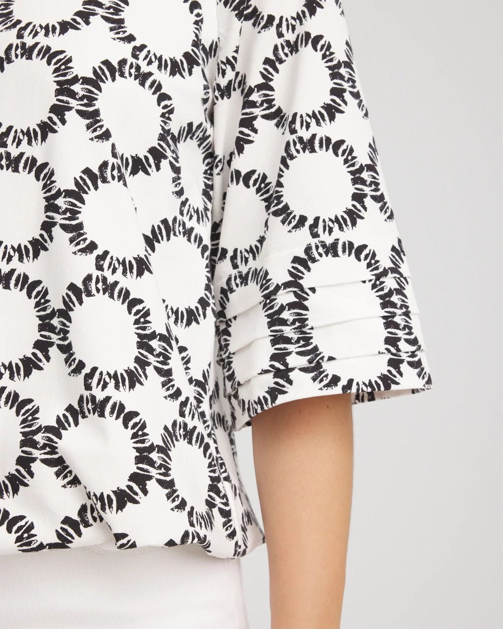 Chico's Geo Print Boatneck Bubble-Hem Top