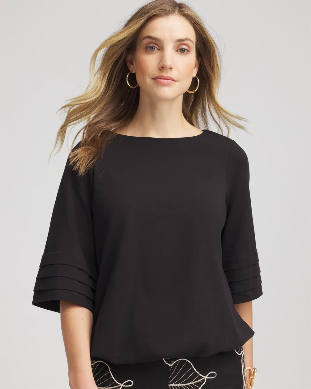 Chico's Boatneck Bubble-Hem Top