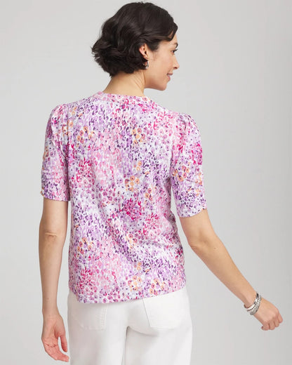 Chico's Animal Print Slub Henley Tee