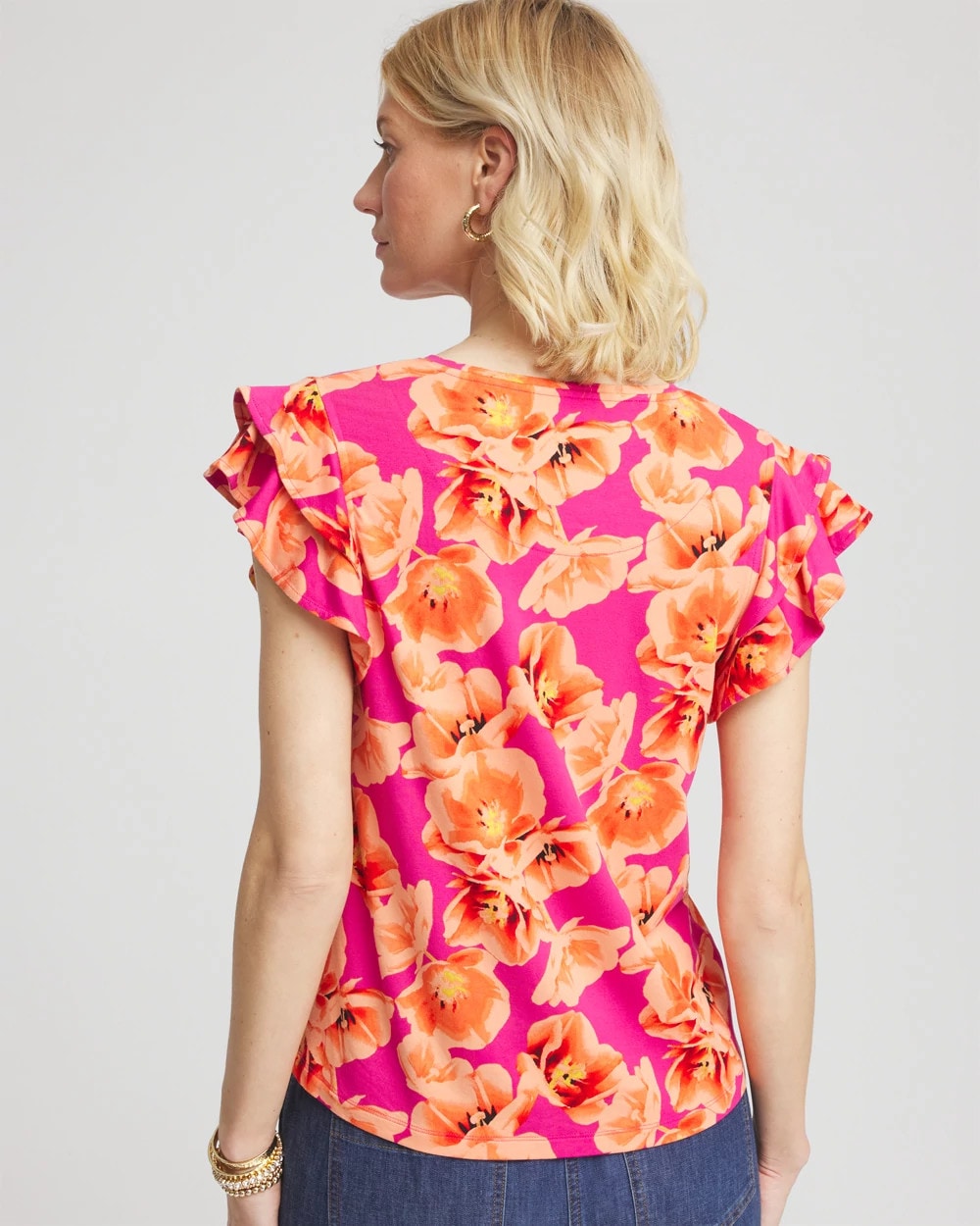 Chico's Touch of Cool™ Tropical Flutter Sleeve Tee