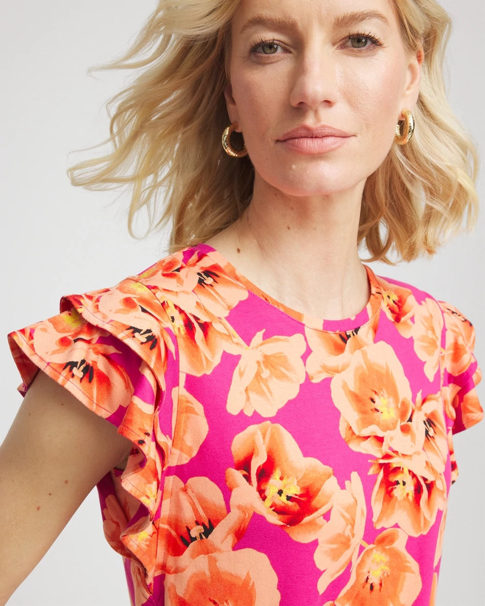 Chico's Touch of Cool™ Tropical Flutter Sleeve Tee