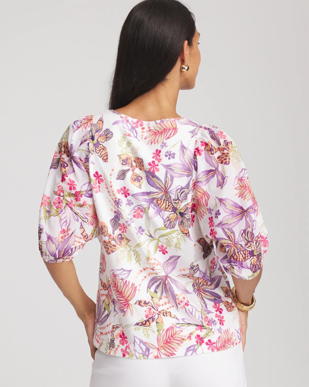 Chico's Floral Dolman Sleeve Knit Top
