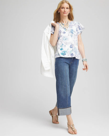 Chico's Touch of Cool™ Floral Flutter Sleeve Tee