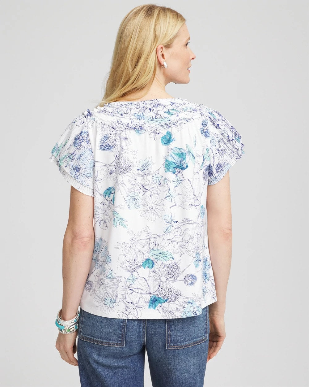 Chico's Touch of Cool™ Floral Flutter Sleeve Tee