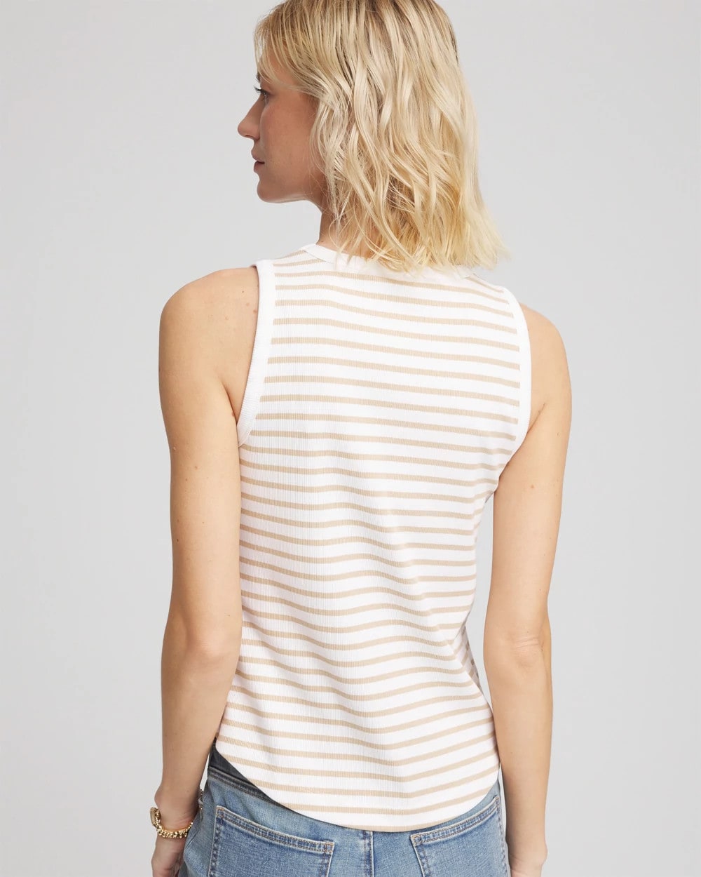 Chico's Striped Ribbed High-Neck Tank