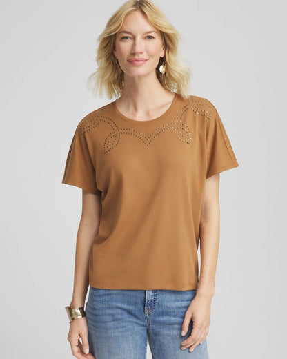 Chico's Studded Tapered Dolman Top