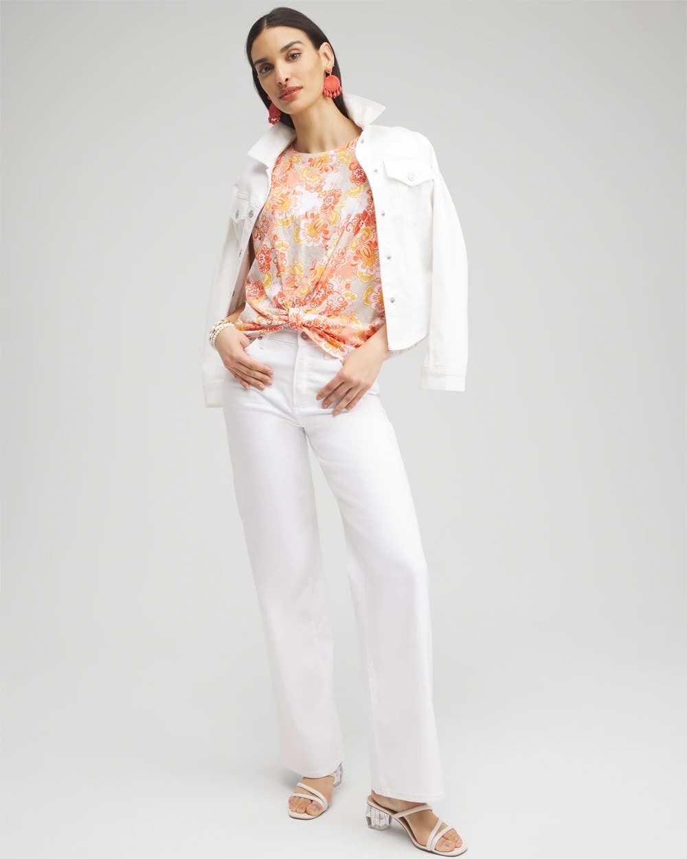 Chico's Floral Knot Front Tee