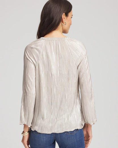 Chico's Foiled Pleated V-Neck Tee