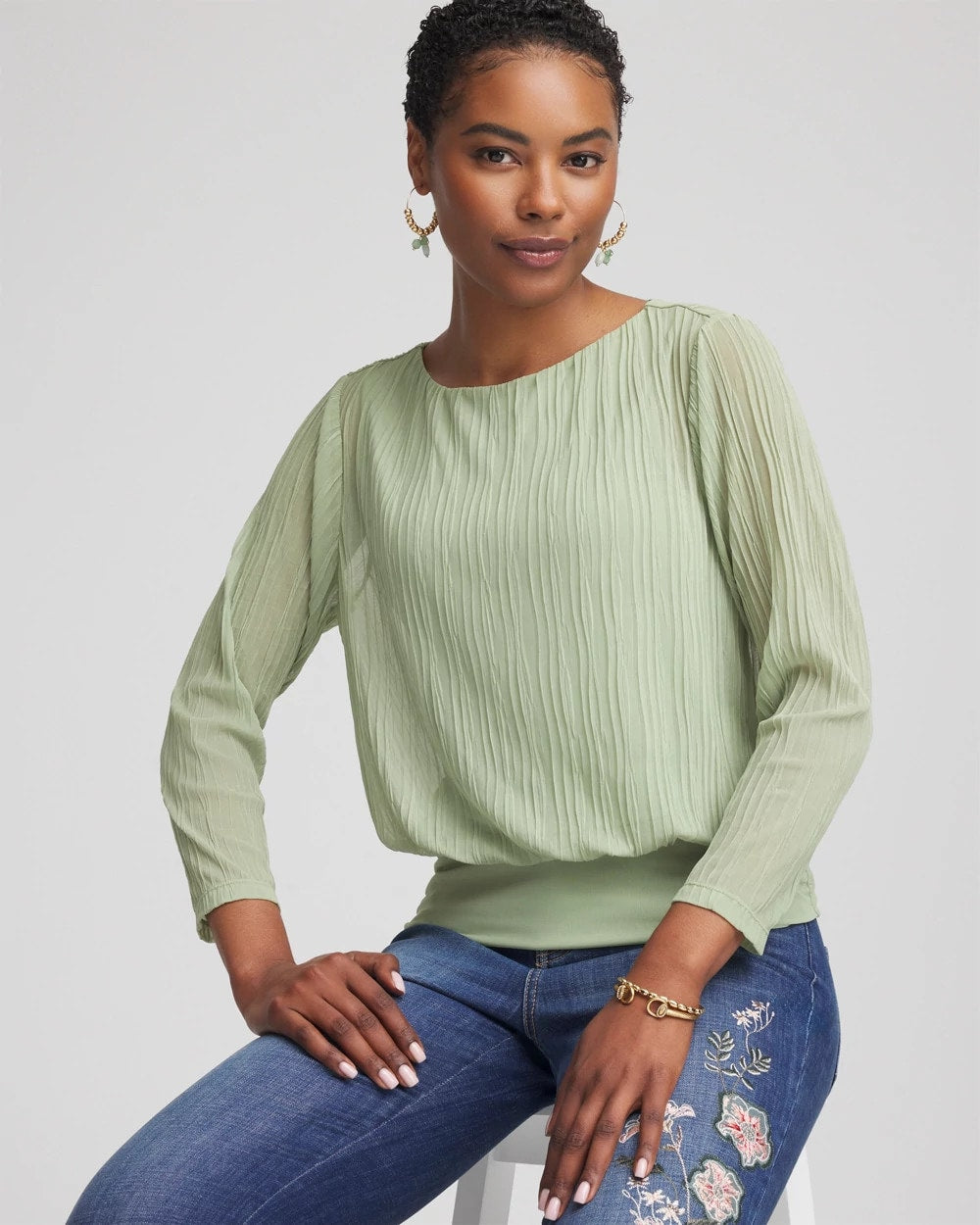 Chico's Touch of Cool™ Textured Banded-Hem Top