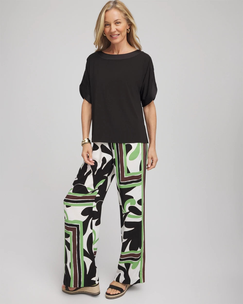Chico's Jersey & Satin Dolman Tee