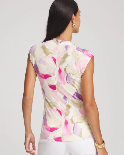Chico's Watercolor Print Surplice Top
