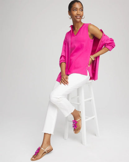 Chico's Sleeveless V-Neck Button Tank