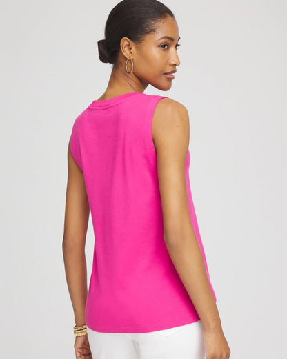 Chico's Sleeveless V-Neck Button Tank
