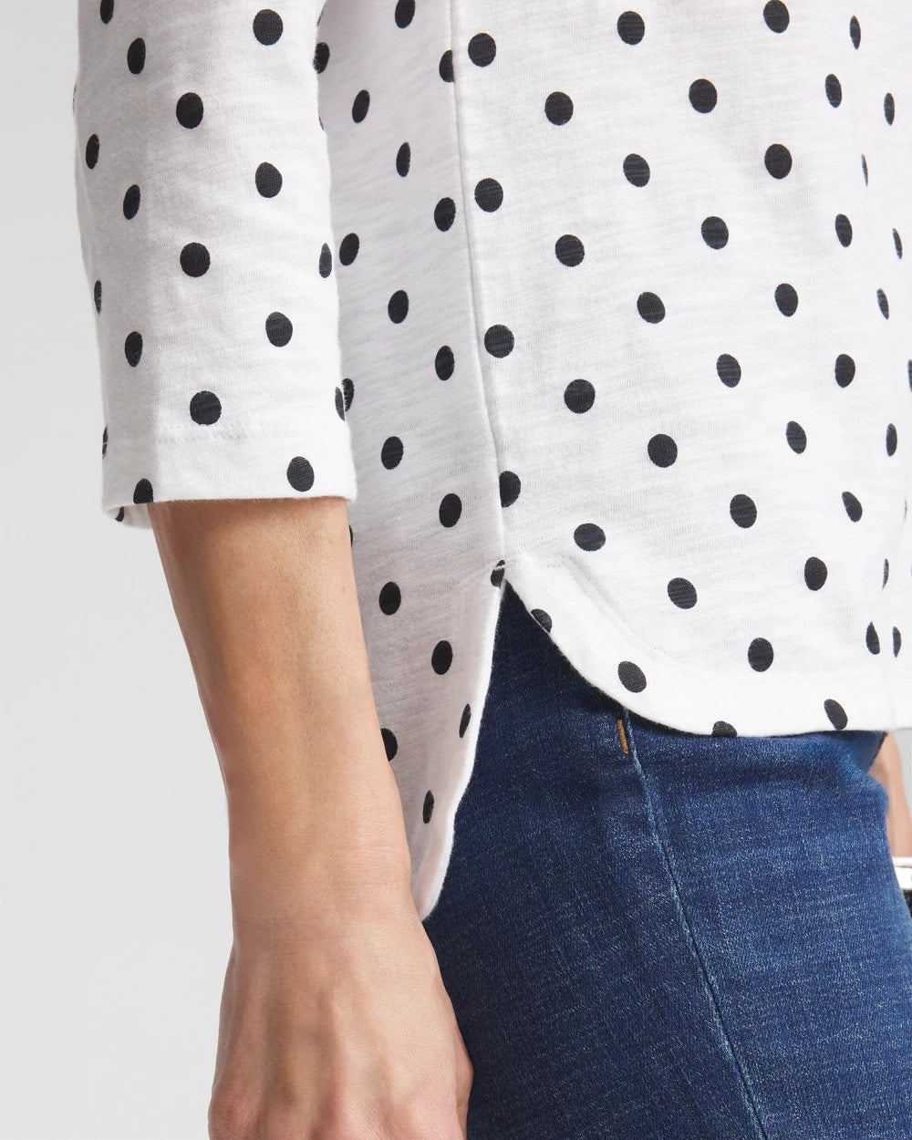 Chico's Polka-Dot Slub Scoop-Neck Tee