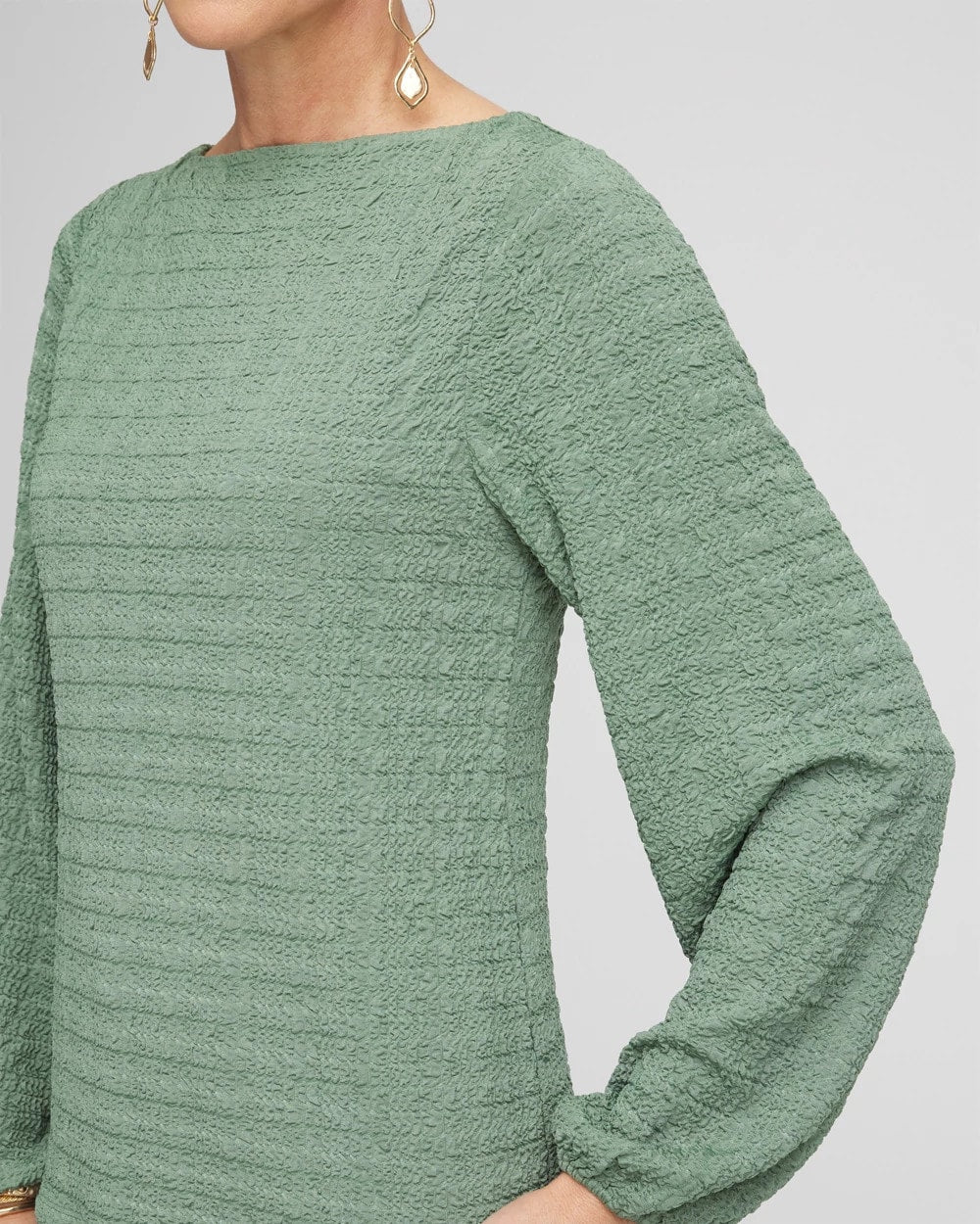 Chico's Smocked Boatneck Top