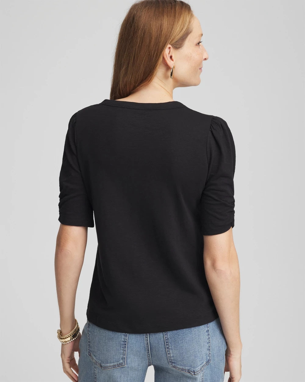 Chico's Slub Split Neck Henley Tee