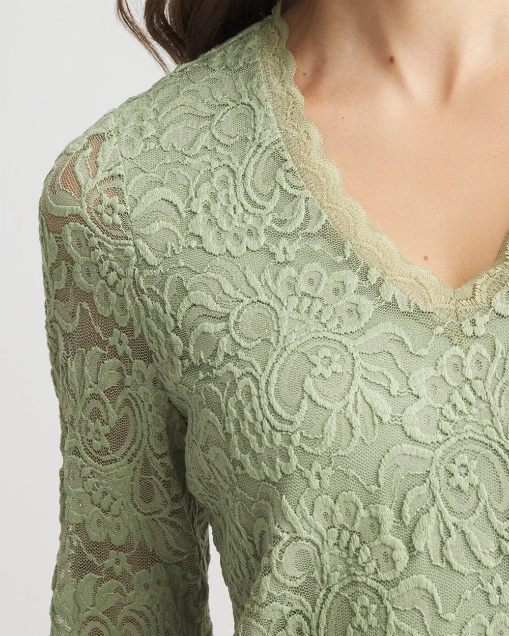 Chico's Lace Scallop-Hem Knit Tee