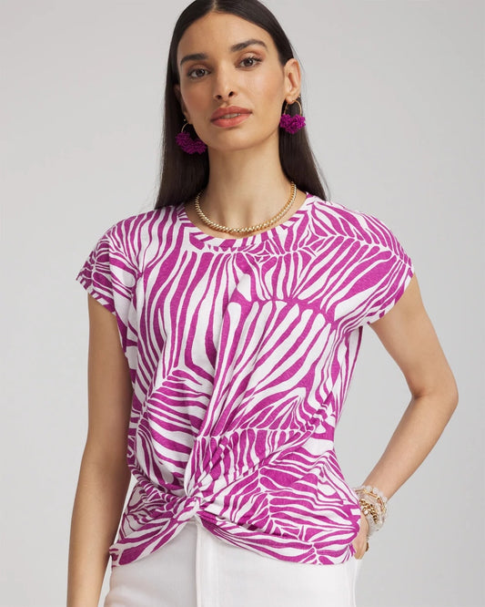 Chico's Jungle Inverted Knot Front Tee